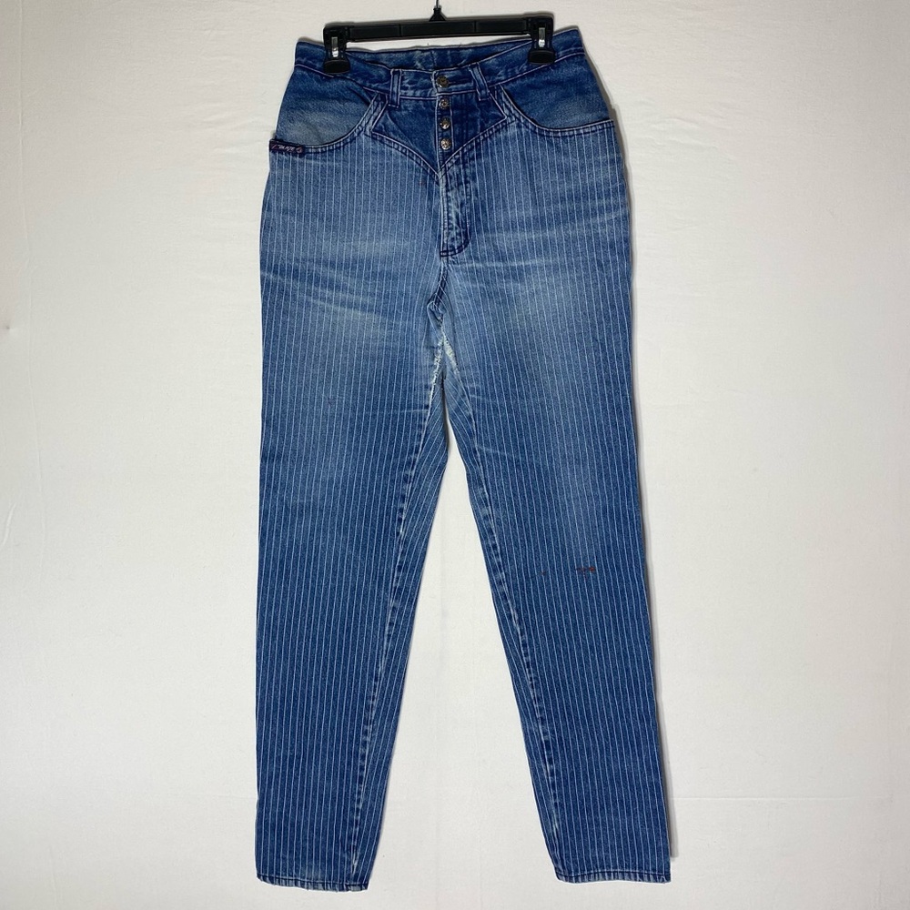 Vintage Blaze Blackfire Blue Pin Striped High Rise Hillbilly Western Jeans 13